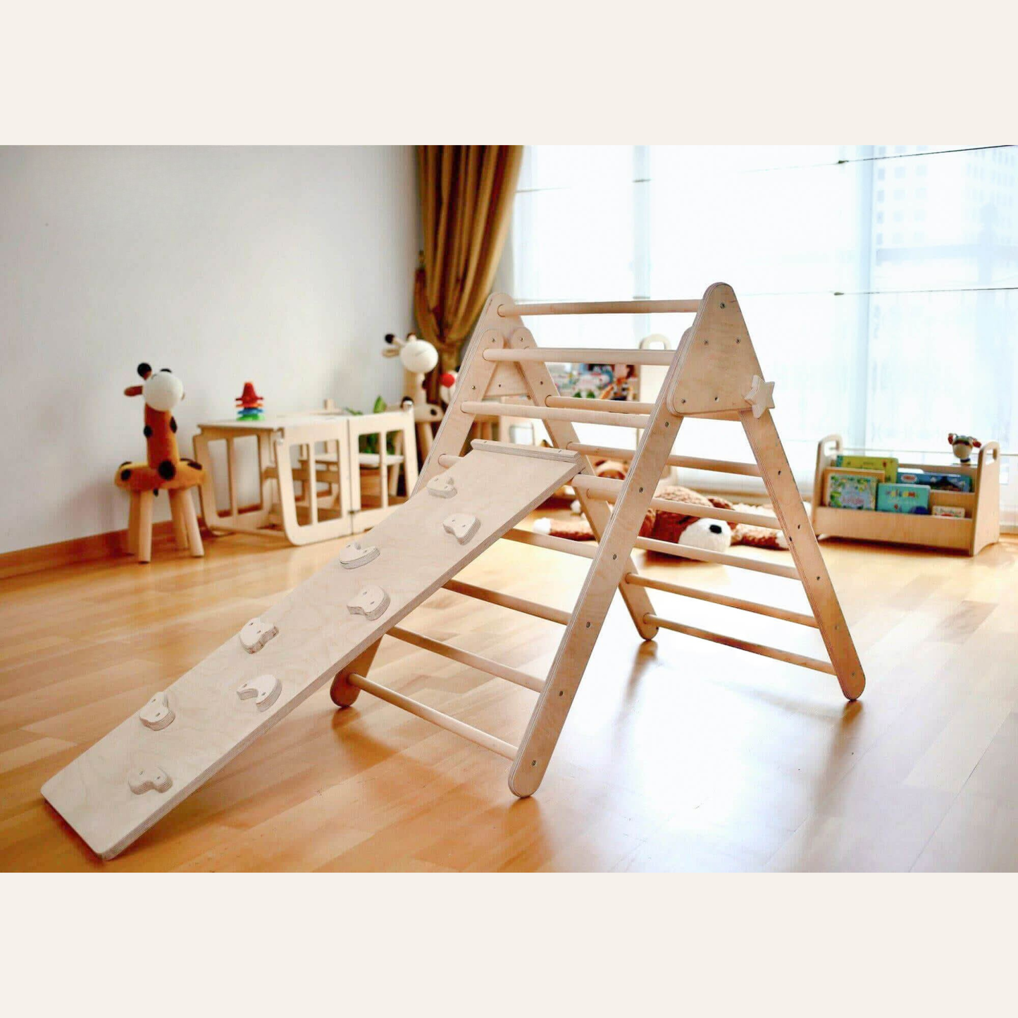 indoor wooden play gym for toddlers climbing