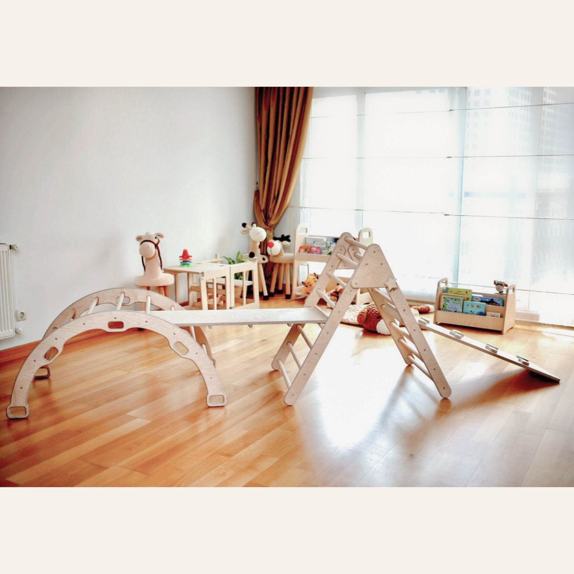 wooden climbing triangle arch and ramp full set