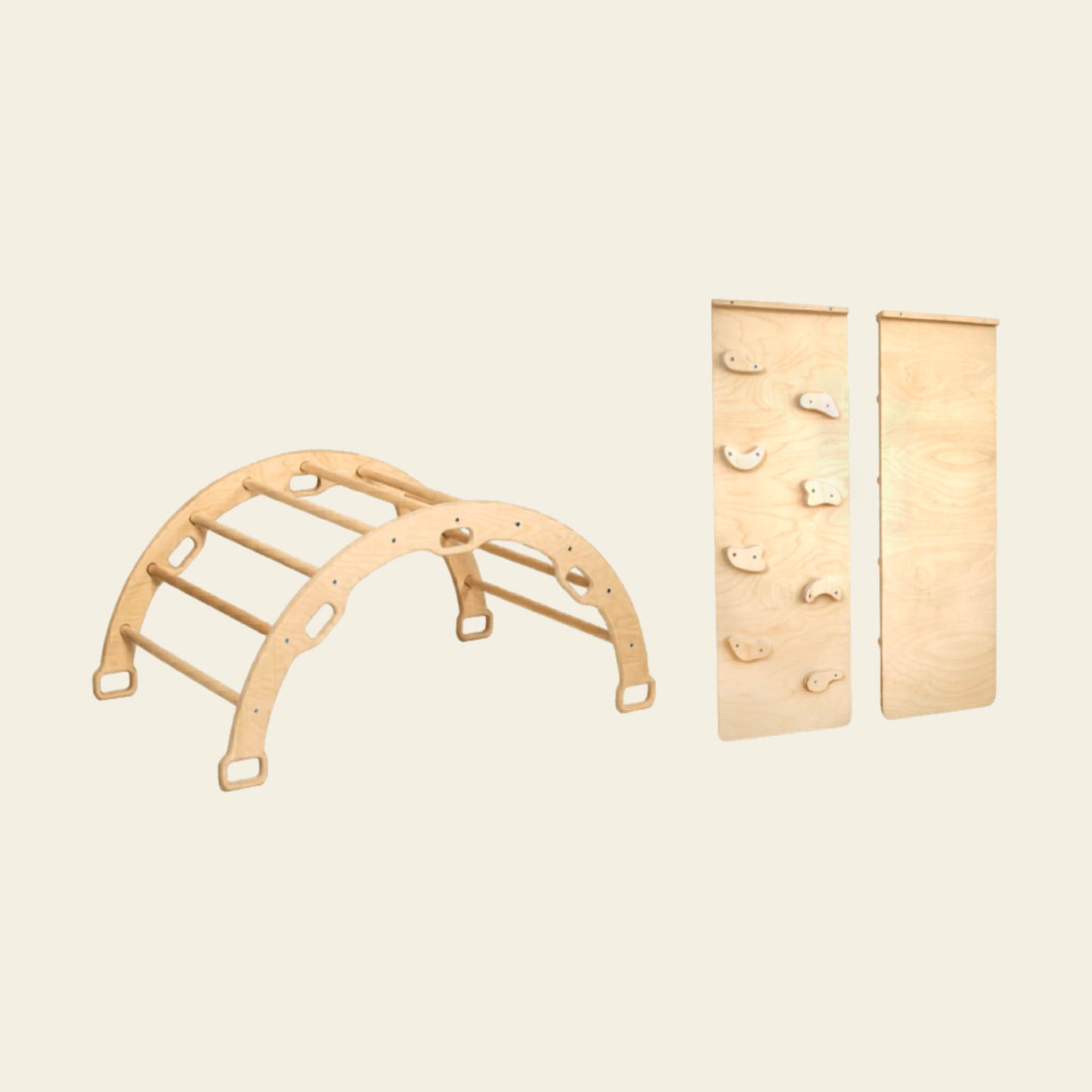 indoor climbing arch toy for toddlers in neutral home