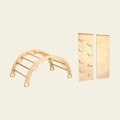 indoor climbing arch toy for toddlers in neutral home