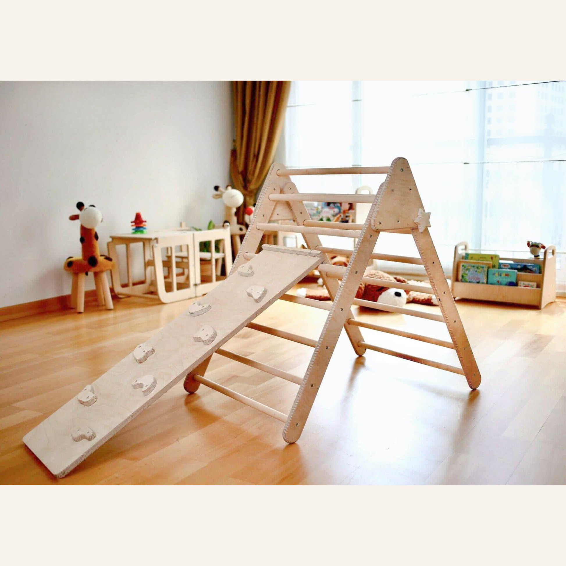 indoor wooden play gym for toddlers climbing
