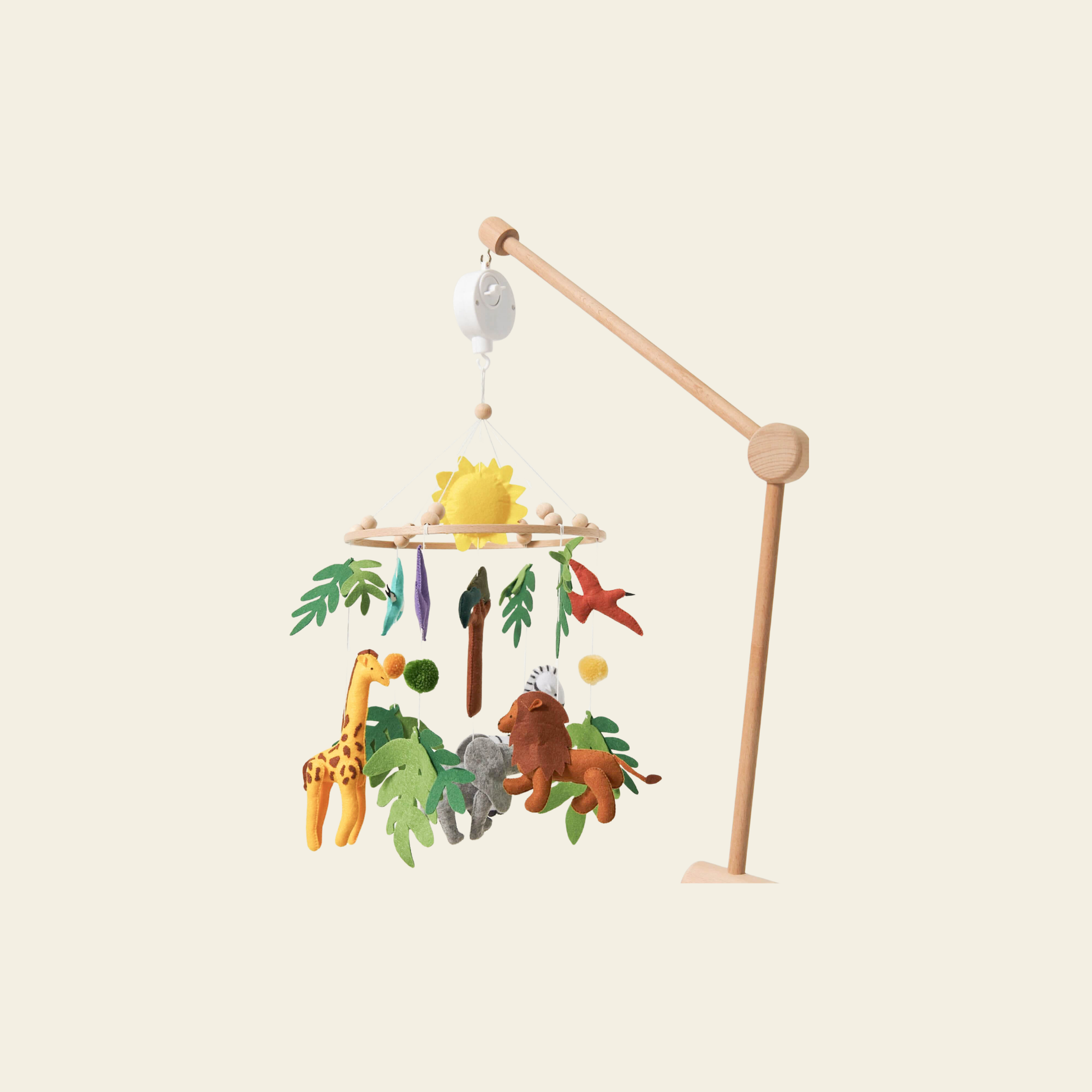 safari themed crib mobile with jungle animals for babies