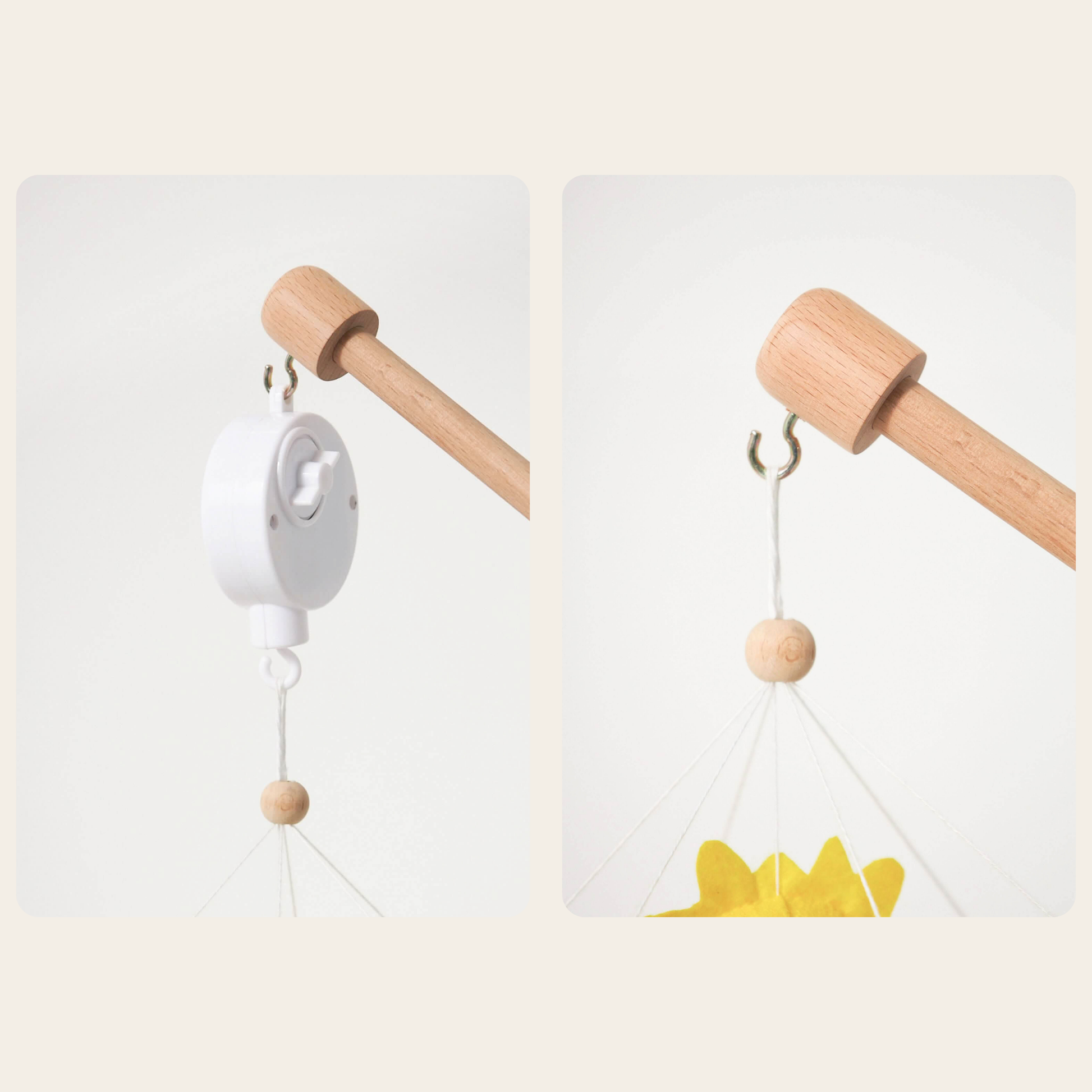 musical safari baby mobile hanging above crib