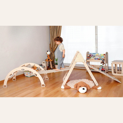 toddler indoor playground setup with climbing toys
